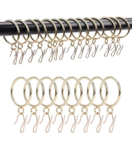 20 Pcs Metal Curtain Rings & Hooks Set - 1.18 Inch Bronze Drapery Rings For Rods, Windows, Showers - View #4