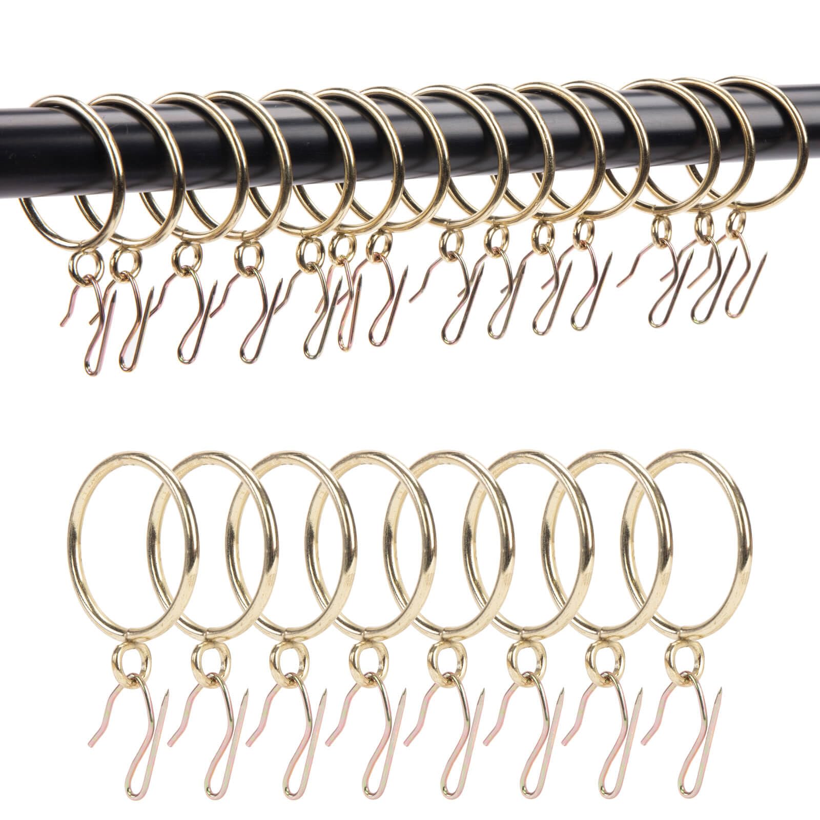Photo 1 of Curtain Rings with Hooks Rustproof Metal Drapery Rings with Eyelets and Pinch Pleat Curtain Hooks for Window Door Shower Curtain 1 Inch Inner Diameter 24 Pack Gold TXZWJZ
