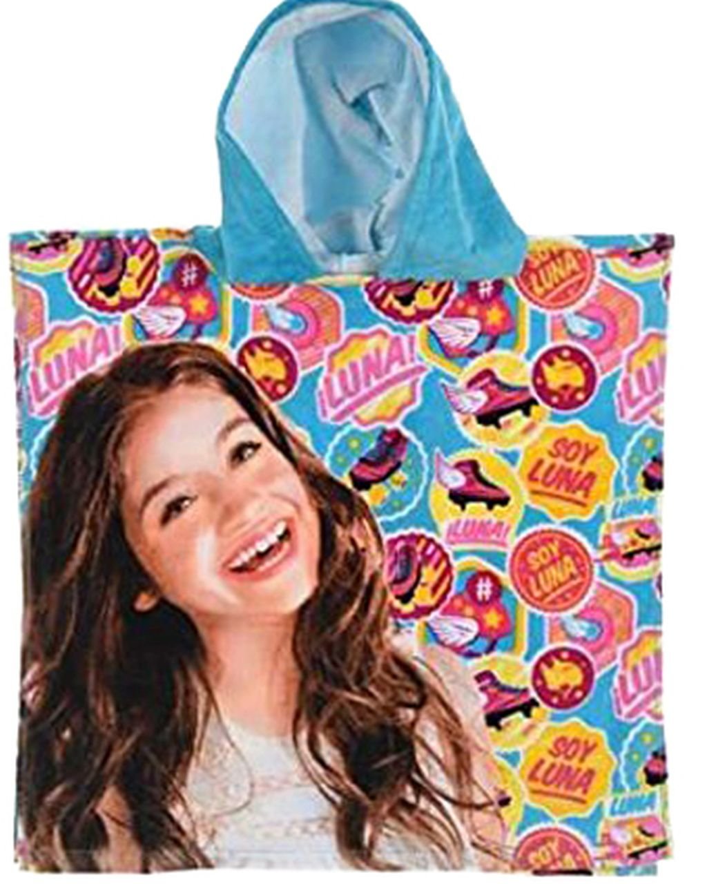 Disney Soy Luna Girls Bathing Poncho with hood in 100% cotton, blue (roller skates)