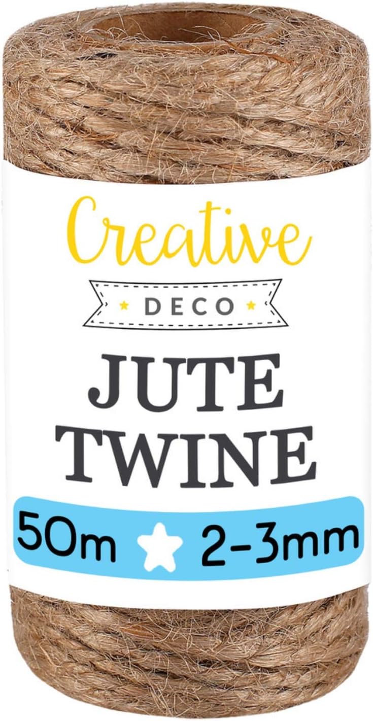 Creative Deco 164 Feet Jute Twine Rope String Natural Brown, 50 m