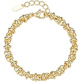 Zeyicher Gold-Tone Chain Bracelet for Women, Adjustable Lobster Clasp with Extender Chain, Minimalist Dainty Jewelry for Everyday Wear
