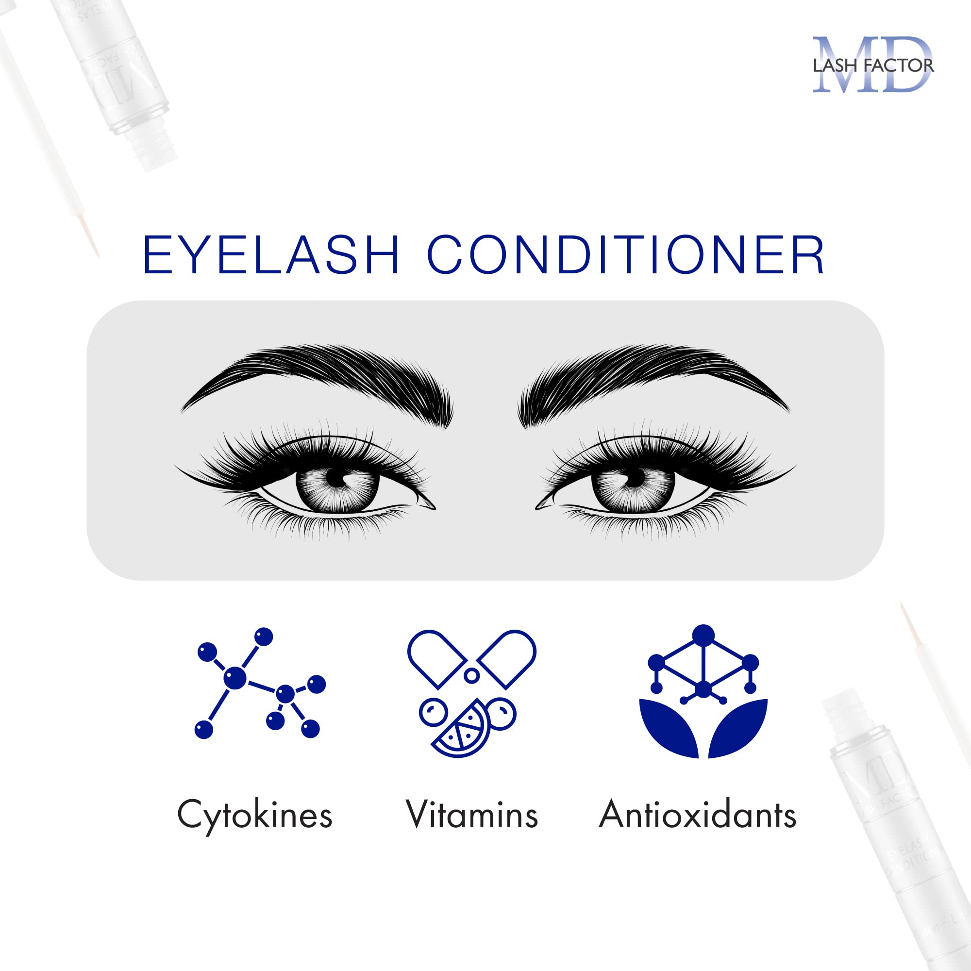 MD Lash Factor Eyelash Conditioner – 0.2 fl oz, 6-Month Supply – Peptide + Biotin Serum for Fuller, Thicker Lashes, Ophthalmologist-Tested