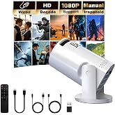 BESUS Mini projector, with wired screen sync 4K 1080P portable projector 180&deg; rotation. 17-130" screen video projector. Compatible with smartphones, laptops.