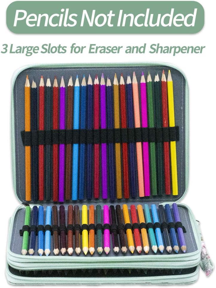 Happy Fox Color Pencil case, 120 Slots Color Pencil case PU Leather Storage Bag Series(Pink)…, Green - Image 4
