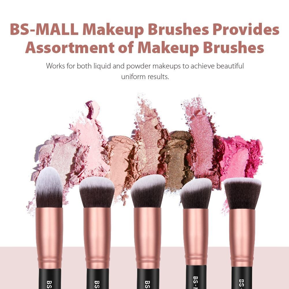 BS-MALL Makeup Brushes Premium Synthetic Foundation Powder Concealers Eye Shadows Makeup 14 Pcs Brush Set, Rose Golden, 1 Count: Beauty