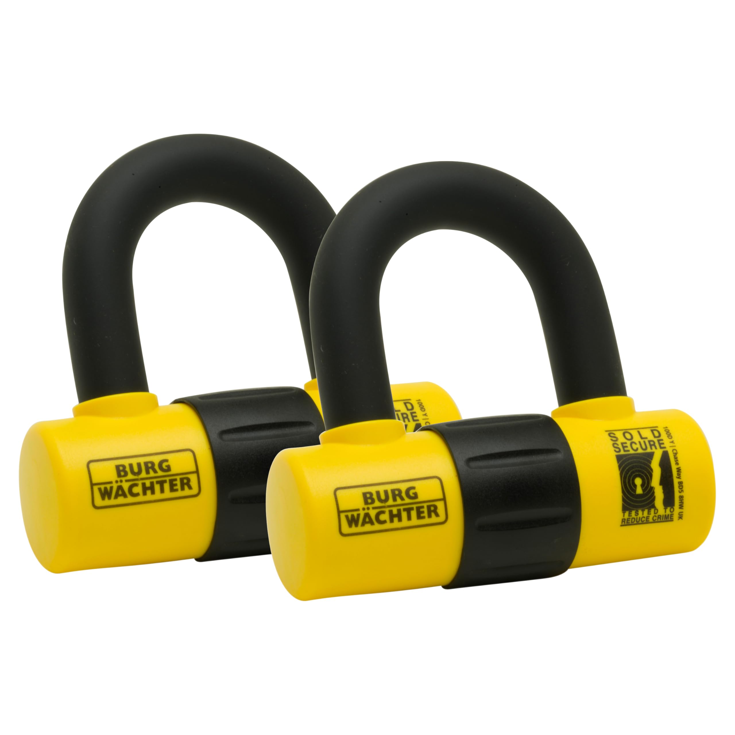 Burg Wächter 100D Y Duo Motorbike Sold Secure Gold Keyed Alike U Lock Twin Pack, Yellow
