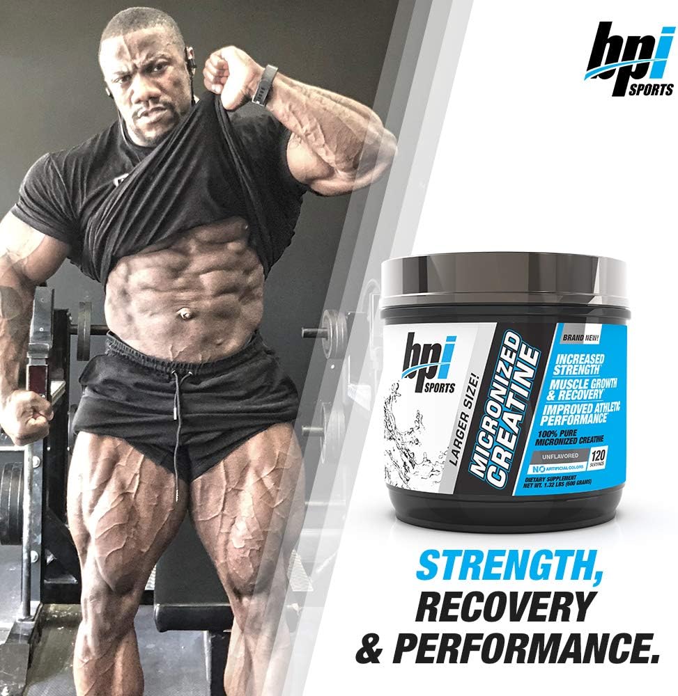 BPI Sports Micronized Creatine - Increase Strength - Reduce Fatigue - Lean Muscle Building - 100% Pure Creatine - Better Absorption - Supports Muscle Growth - Unflavored - 120 Servings - 21.16 Ounce: Health & Personal Care