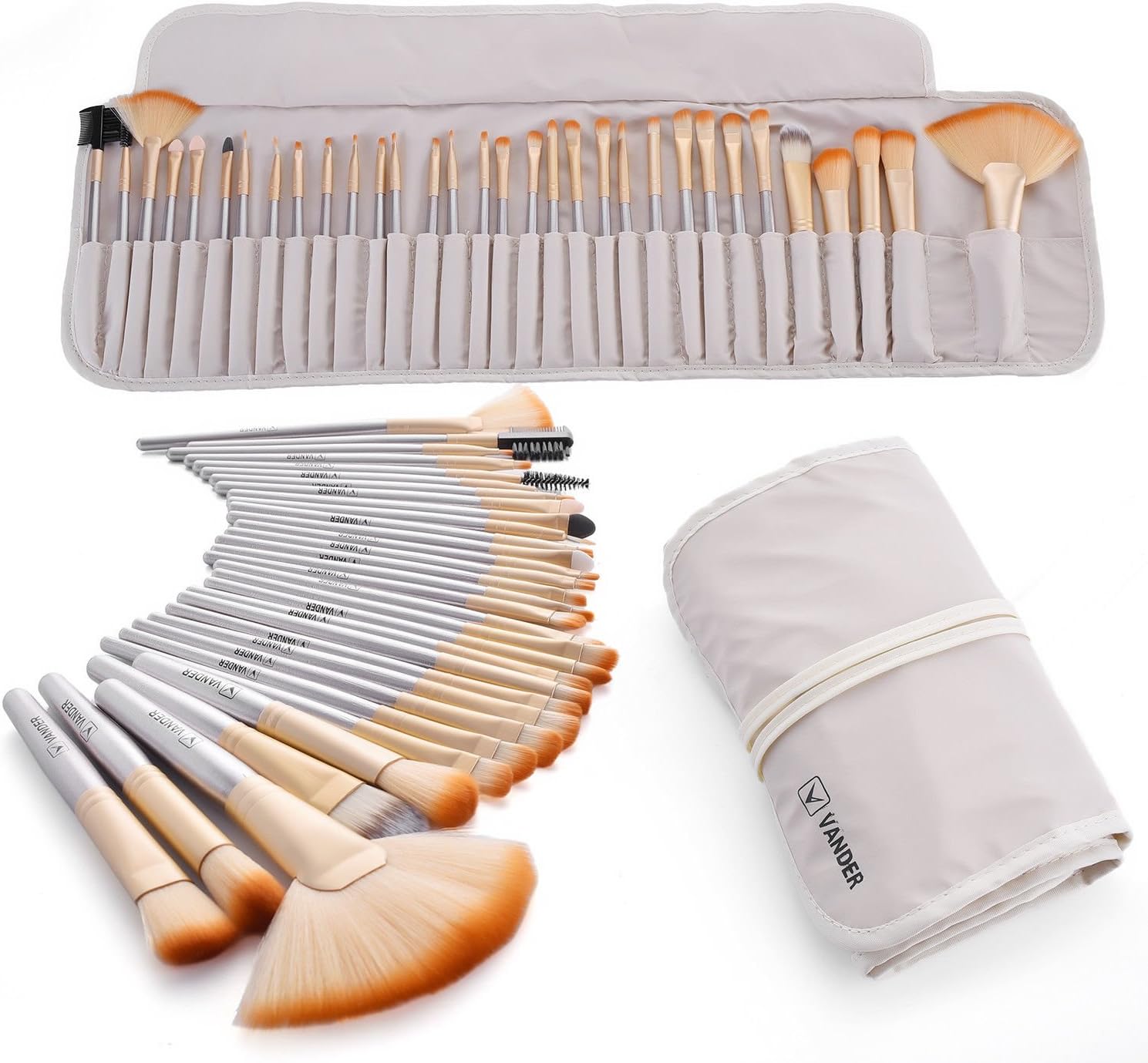 Make up Brushes, VANDER Professional 32pcs Makeup Brush Set, Makeup Brushes Set Foundation Blending Cosmetic Brush Set Kit,Champagne