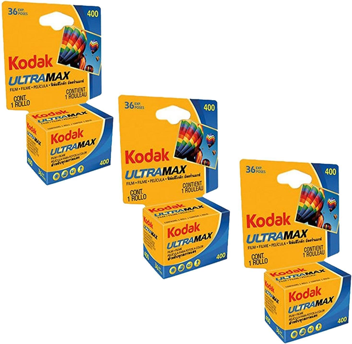 Kodak Ultramax 400 Color Print Film 36 Exp. 35mm DX 400 135-36 (108 Pics) (Pack of 3), Basic (Limited Edition)