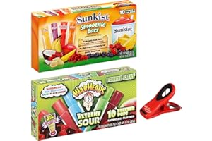 Ice Pops Freezer Bar Variety Pack | 1 Box of 10 Sunkist Smoothie Bars | 1 Box of 10 Sour Warhead Freeze pops) Perfect for Pool, beach, hot summer days, Barbecue Treats | Soko Smiles Bag Clip Included