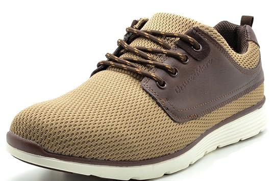 BRUNO MARC DP118-M New Men's Fashion Comfortable Breathable Mesh Light Weight Lace Up Fashion Sneakers Shoes BEIGE-BROWN-SZ-9.5
