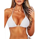 TZLDN Triangle Bikini Top for Women String Bathing Suit Tops Padded Swimsuit Sexy Tie Back Swim Suit