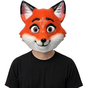 Fox Mask, Halloween Full Head Latex Realistic Animal Head Maks,Halloween Party Funny Cosplay Costume Mask for Adults