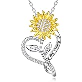 KRZ Sunflower Necklace for Women Anniversary Birthday Ideas Gift for Wife Her Sunshine Jewelry Woman