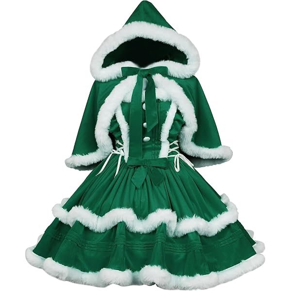 Amazon.com: Oiefeen Women's Christmas Dress Skirt and Hooded Cloak Match  (2022033STGN, S)  : Clothing, Shoes & Jewelry