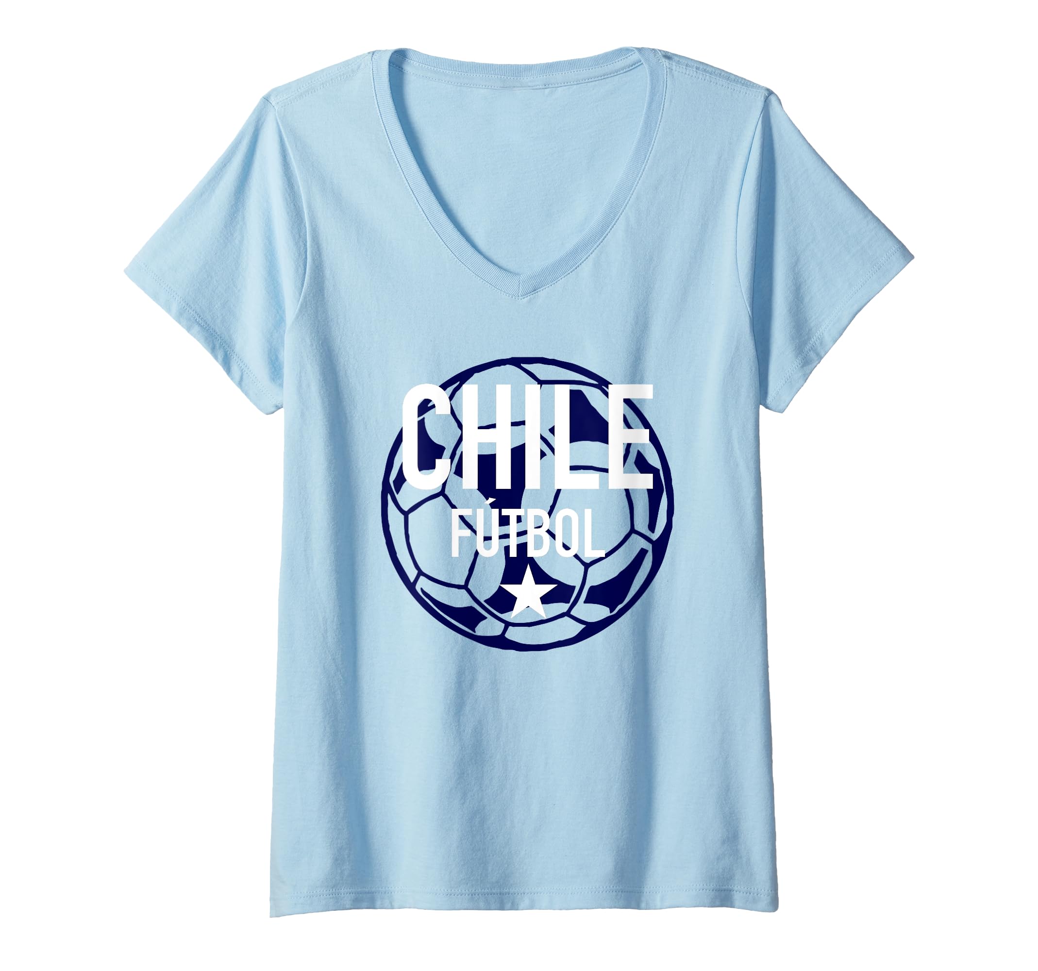Womens Chile Futbol Soccer Ball V-Neck T-Shirt
