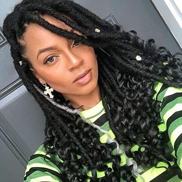 Amazon Com Eliza Faux Locs Crochet Hair With Curly Ends Straight