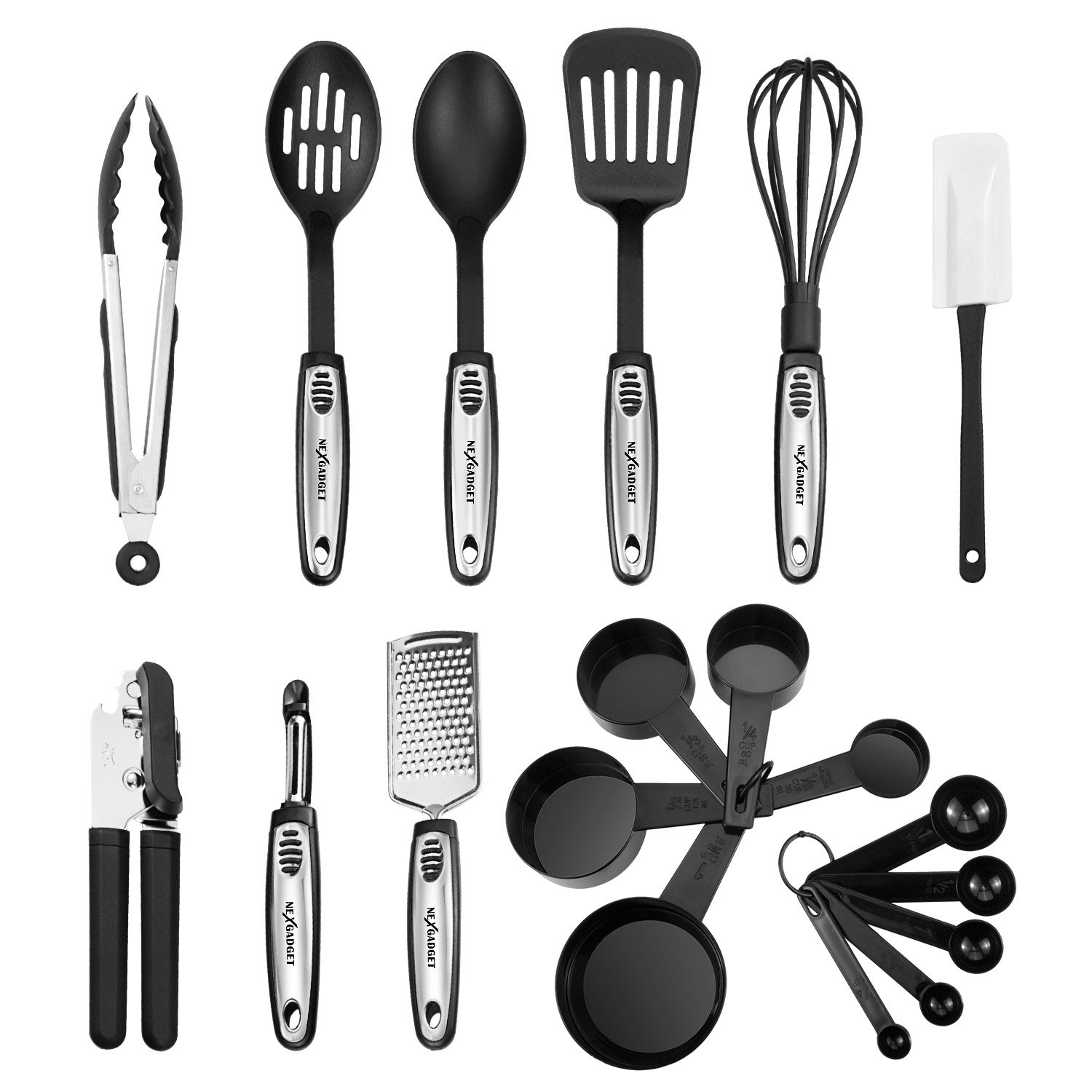 NEXGADGET 19 Pièces Kit Ustensiles de Cuisine en Acier Inoxydable et