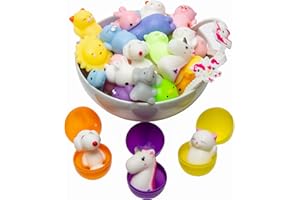 BYDOOO BD Easter Basket Stuffers - 3 Surprise Eggs Easter Egg Fillers Mochi Squishies 16pcs Mini Kawaii Cat Stress Relief Unicorn Party Favors Kids Easter Gift Teens, Classroom Prize, Toys Claw Machine Prizes