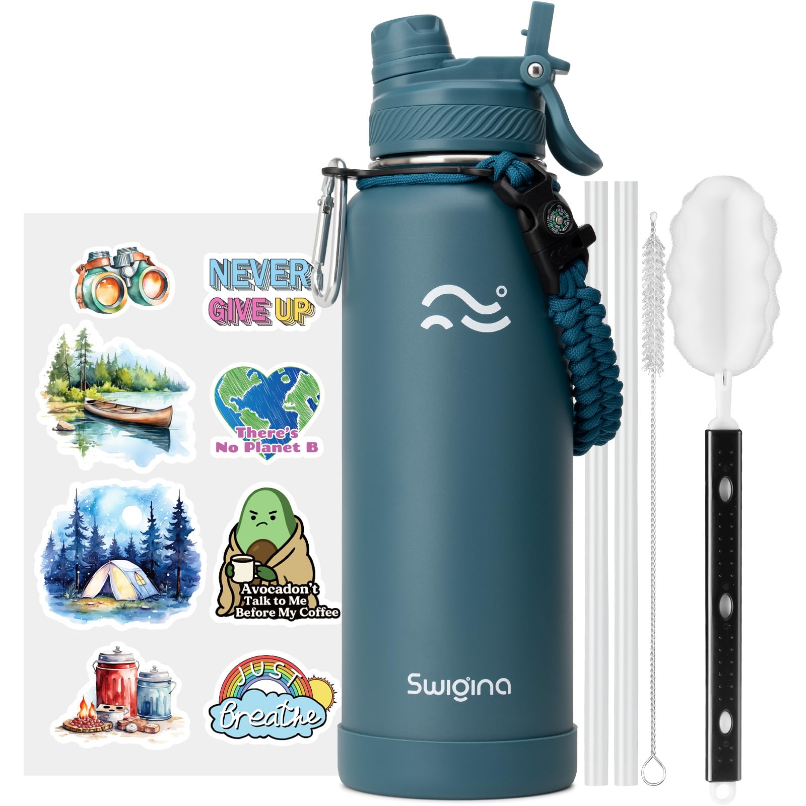 Swigina [2-IN-1 LID] Insulated Water Bottle with