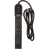 AmazonBasics 6-Outlet Surge Protector Power Strip, 6-Foot Long Cord, 790 Joule - Black