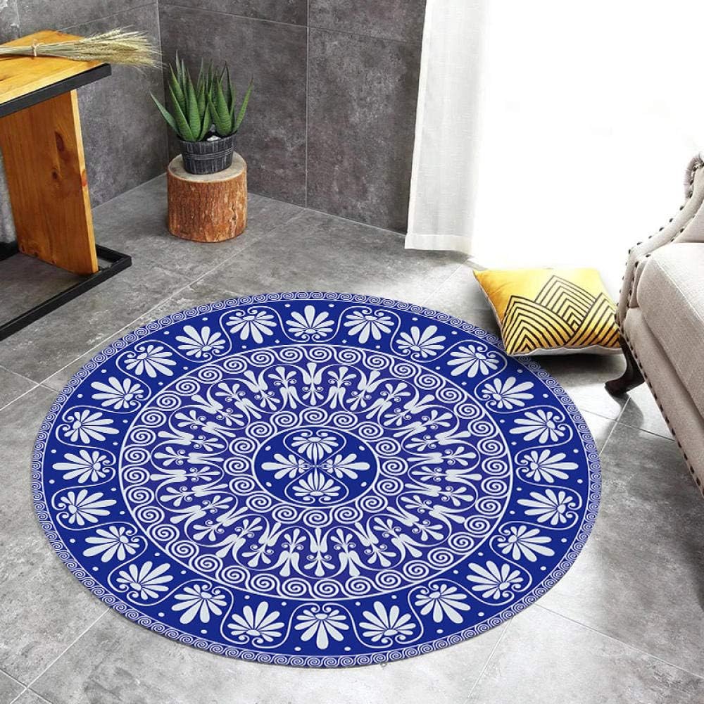 Round rug Royal blue carpet Super Soft Modern Circular Living Room Area Rugs Home Cozy Carpets Mat Floor Rugs,A 80cm