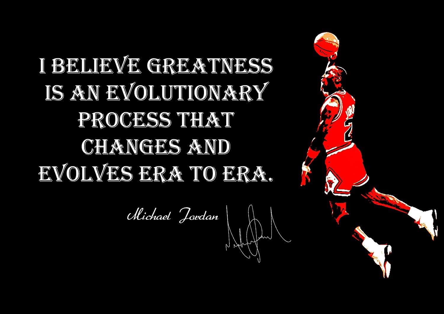 Michael Jordan Greatness A3 Laminated Inspiration American Basketball Player NBA Sport Quote Signed Poster Motivation Picture Succeed Photo Train Hard Bedroom Artwork Wall Decoration Reprint Graphic