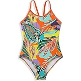 HPSOM Girls One Piece Swimsuit Kids Girl Halter Quick Dry Swimwear Beach Summer Floral Bathing Suit 4-12 Years