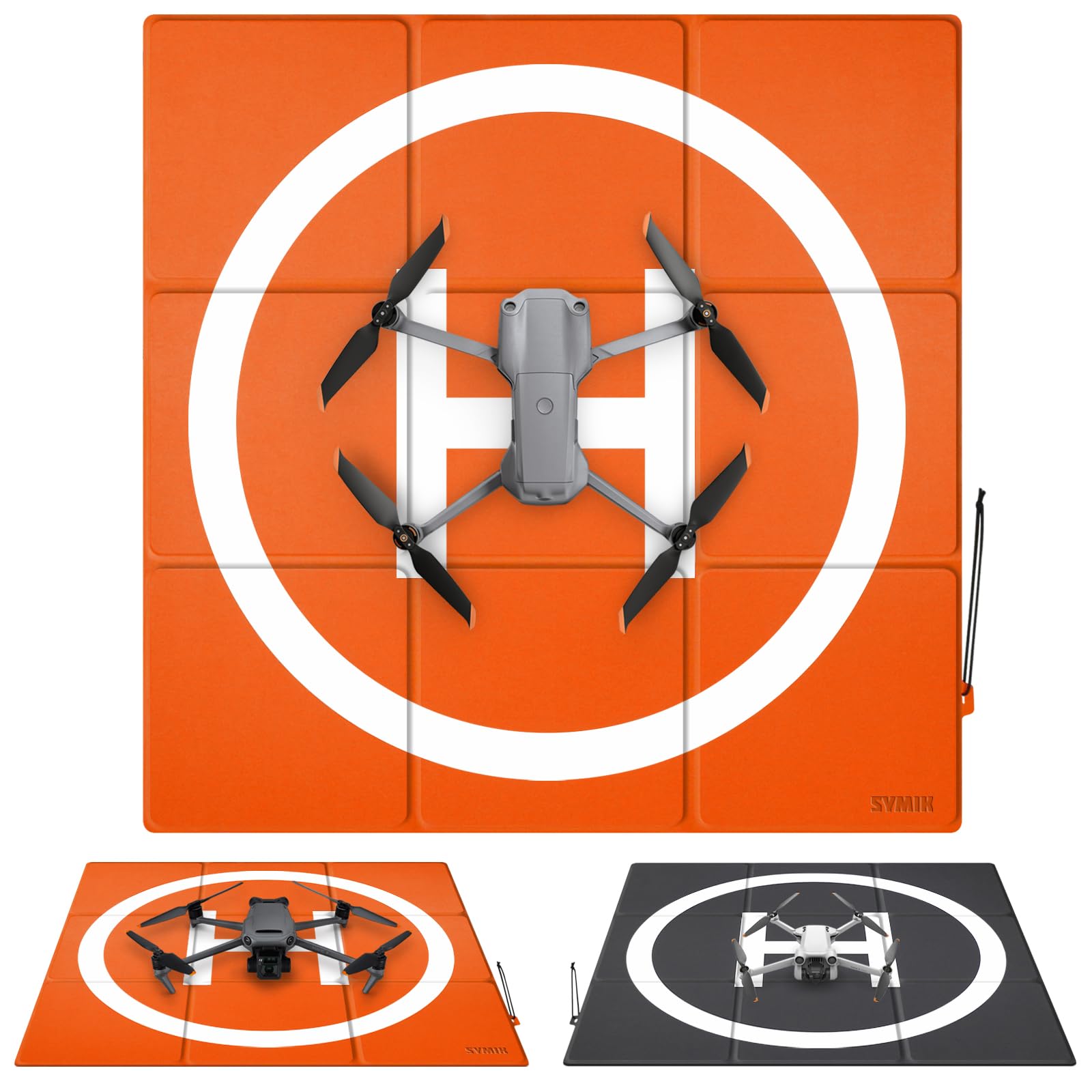 SYMIK LP690 Drone Landing Pad (3x3 Fold) Weighted Double-Sided Waterproof 27''/69cm Fast-Fold Helipad for Mavic 3 Series, Air 3, Mini 3, Avata