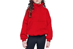 Arshiner Girls Half Zip Sweatshirt with Drawstring Hem Fleece Quarter Zip Pullover Sweatshirts Fall Clothes for Teen Girl