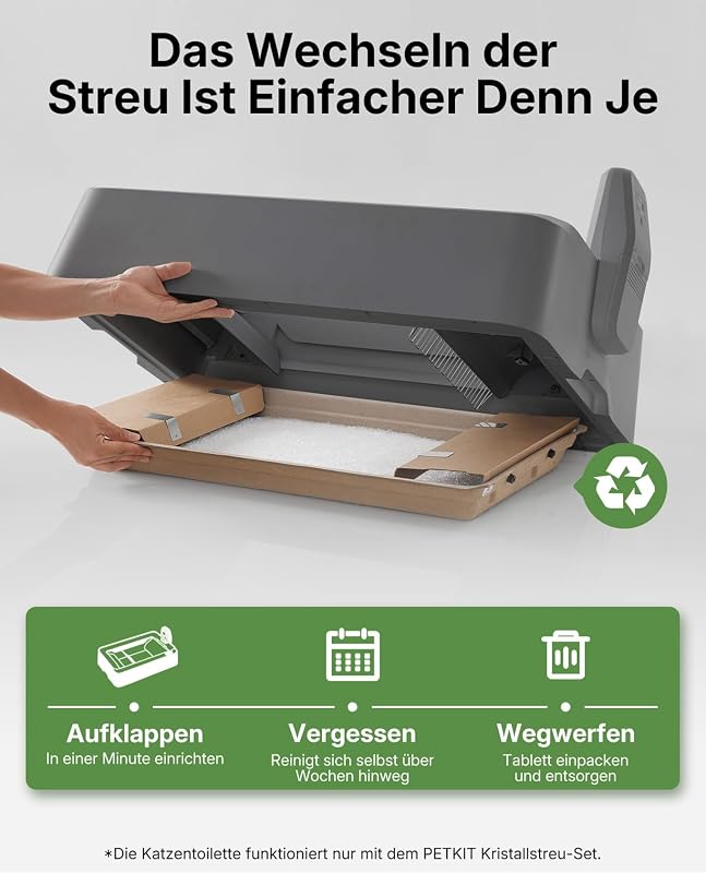 Katzenklo Selbstreinigend,Offene Selbstreinigende Katzentoilette mit Kamera,AI-Gesundheitsüberwachung, Design für große Katzen, Kompatibel mit Kristall-Katzenstreu,Grau