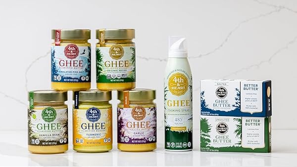 4TH & HEART VANILLA BEAN GRASS-FED GHEE, CLARIFIED BUTTER, KETO, PASTURE RAISED, NON-GMO, LACTOSE AND CASEIN FREE, CERTIFIED PALEO (9 OUNCES)