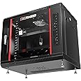 Sysracks 9U 18 inch Depth Wall Mount Server Cabinet Enclosure Rack Locking Network Rack - 8-Way PDU - Cooling Fan - Shelvf - Feet - Hardware