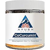 Ayush Herbs CoCurcumin - Turmeric Powder, Curcumin Powder with Black Pepper, CoQ10, MCT Oil for Glowing Skin, Joint, Muscle, and Gut Health - 4.2 Oz Jar (30 Servings)