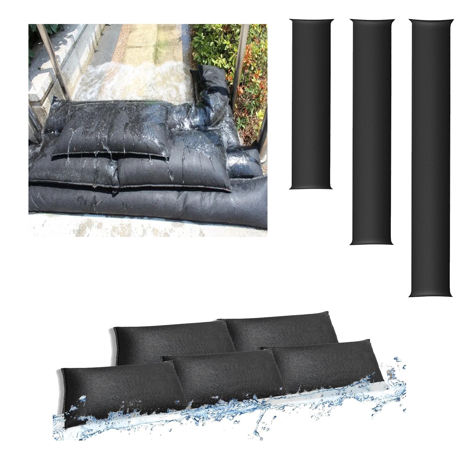 Estresen 6 pieces 60 x 20 cm sandbags flood water activated flood barriers for front doors flood protection for doors for garages and cellars