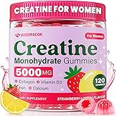 Creatine for Women, Creatine Monohydrate Gummies with Collagen, Vitamin D3 & Calcium for Muscles, Booty & Energy, Flavored Sugar Free Creatine Gummies Post & Pre Workout Supplements for Women, 120 Ct