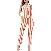 Bindefon Overalls for Women Fashion Jumpsuits Striped Pants Printed Bibs Coveralls White Elephant Gifts