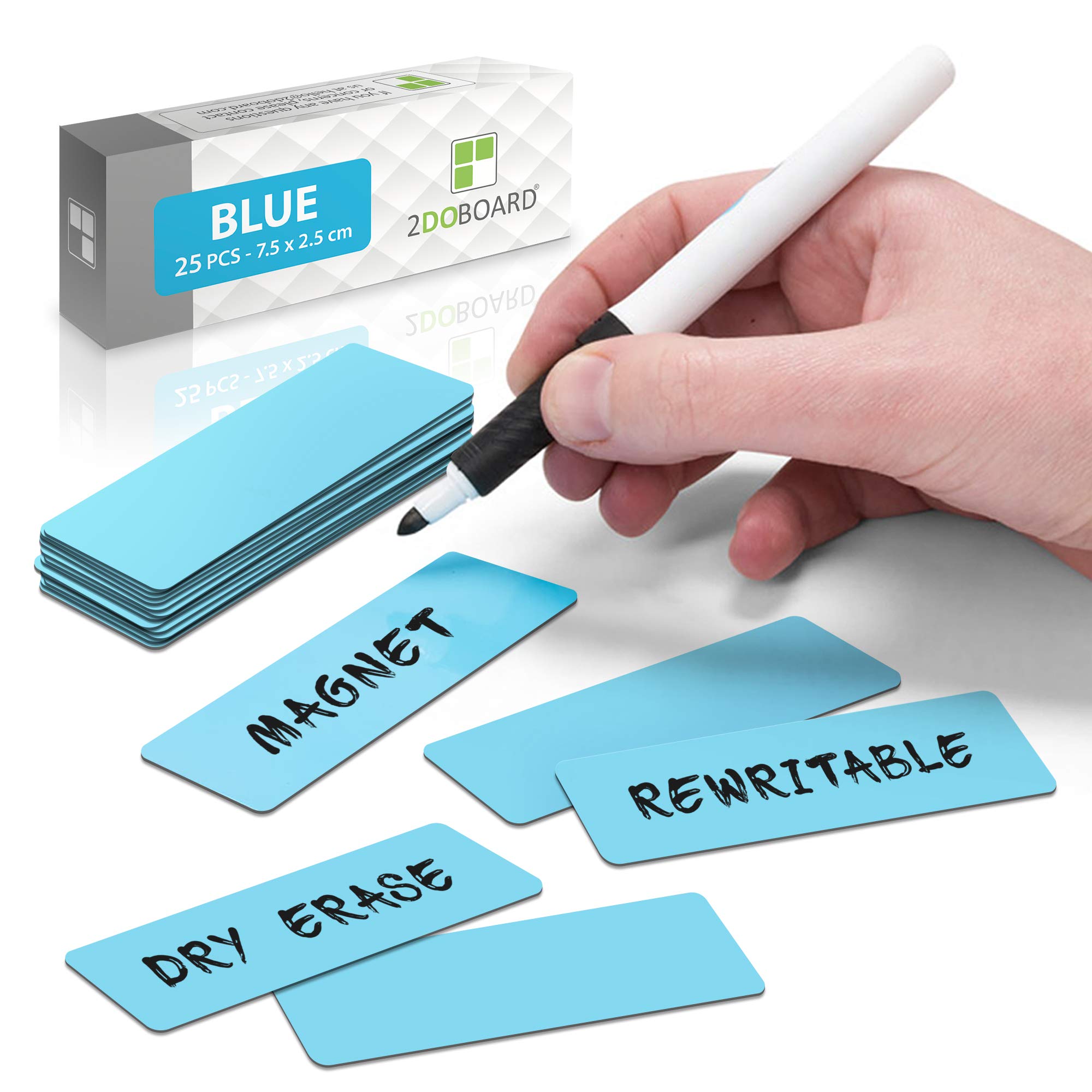 25 Magnetic notes or Magnetic Sticky Notes 3 x 1 Inch - Blue - Dry Erase