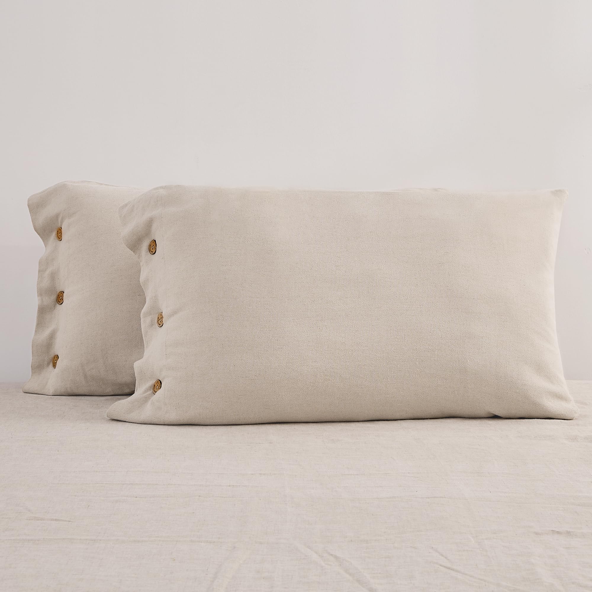 Photo 1 of ATLINIA Linen Pillow Cases King Size - 20"x 36" Pillowcase Set of 2, Button Closure Cooling Breathable Pillow Cover, Bed Flax Linen Cotton Blend Farmhouse Netural Pillow Sham Linen Color