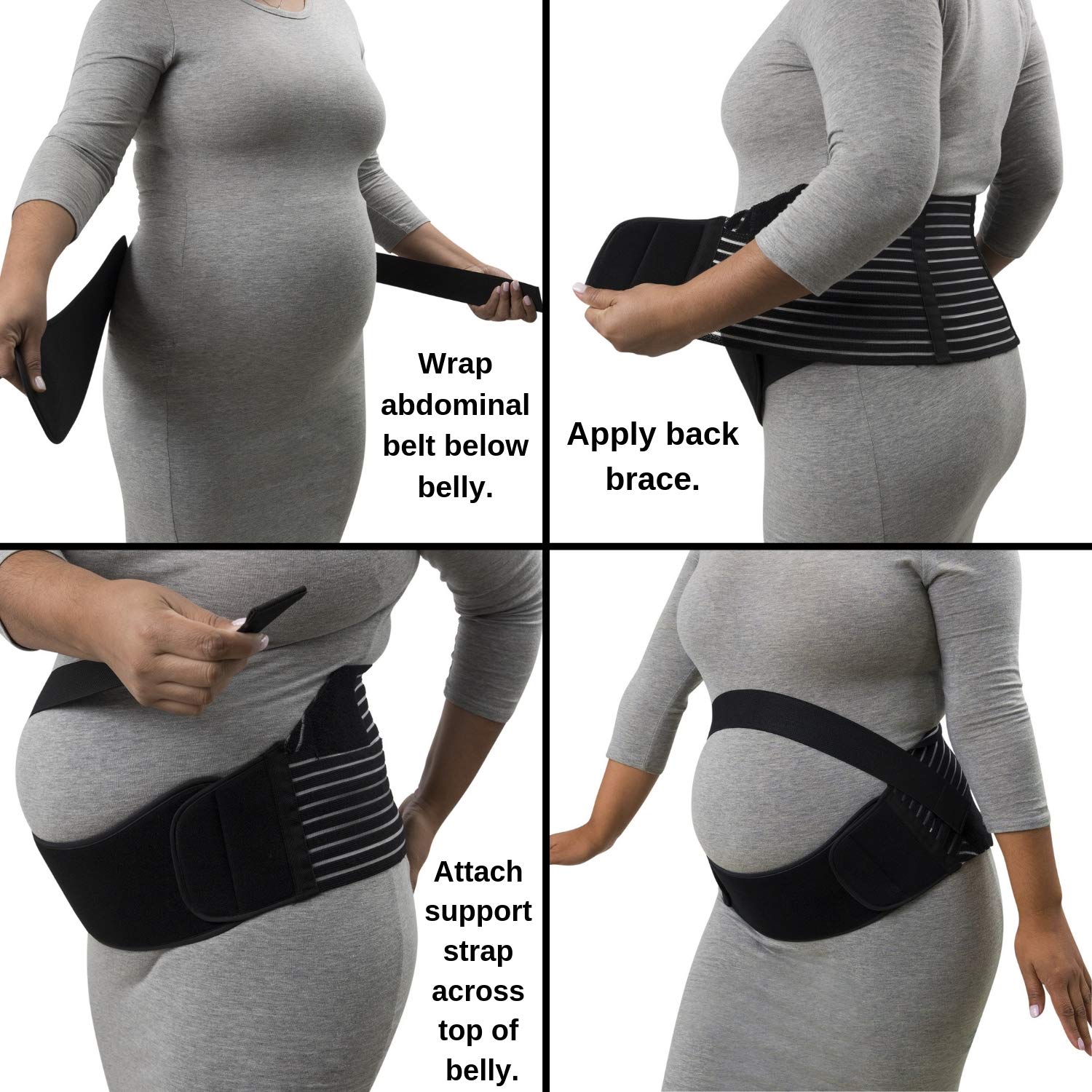 Houseables Maternity Belly Band and Abdominal Binder, Breathable Pregnancy Support Belt, Size Large, Black, Elastic Waist Support, Prenatal Back Brace, Pain Relief Wrap: Industrial & Scientific