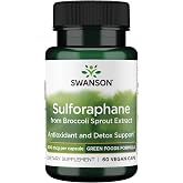 Swanson 0.4% Sulforaphane Supplement for Liver Support, Broccoli Sprouts | 60 vegan capsules of liver support supplements, 400 mcg broccoli sprouts supplement for adults focused on liver wellness