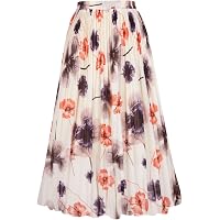 Sinono Women’s Floral Print Chiffon Midi Skirt – High Waist, Flowy & Pocketed - View #10