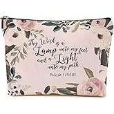 Bible Verse Makeup Bag for Women, Vintage Floral Portable Travel Organizer Toiletry Cosmetic Bag with Zipper, Roomy Makeup Bags Skincare Pouches Travel Accessories, Christian Gifts for Women