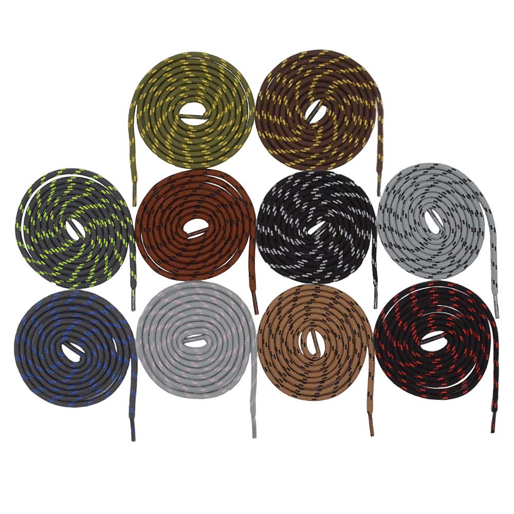 Stonges 10 Pairs Strong Round Rope Dots Shoe Laces Replacement Non Slip Heavy Duty & Durable Outdoor Climbing Mountaineering Hiking Shoelace Strings for Sport Work Boots