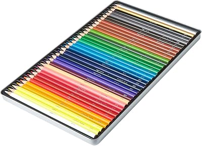 Amazon Basics Coloured Pencils 36 Pack in Tin Box Assorted Colours