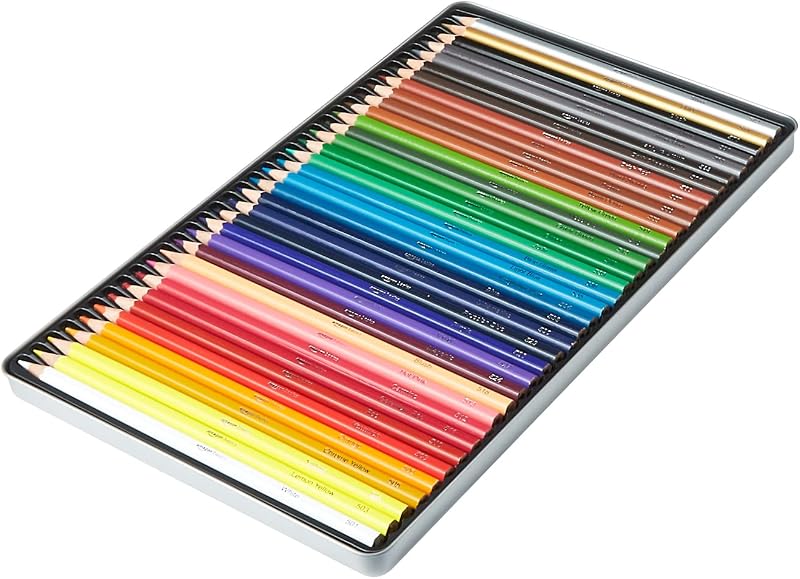 Amazon Basics Coloured Pencils 36 Pack in Tin Box Assorted Colours