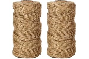 Tenn Well Natural Jute Twine, 656 Feet 2Ply Brown Twine String for Crafts, Gift Wrapping, Packing, Gardening and Wedding Deco