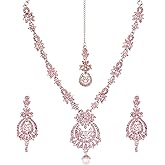 Touchstone Indian jewelry sets for women maang tikka wedding guest gold necklace bollywood jewellery set pageant elegant prom bride accessories western crystal chunky rhinestone necklaces