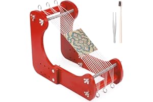 Adjustable Standing Bead Loom for Jewelry Making, 4 Width Settings (7.5″-10.5″) Ergonomic Angled Wood Beading Frame, Dual Mod
