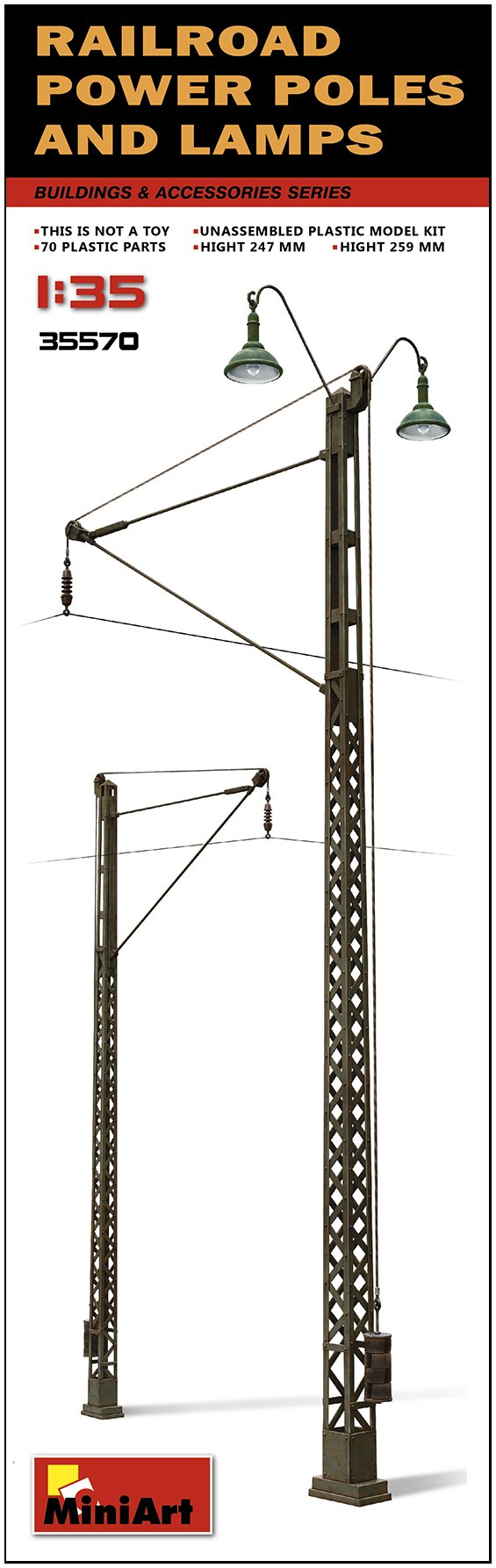 Miniart 1:35 - Railroad Power Poles and Lamps Model Kit